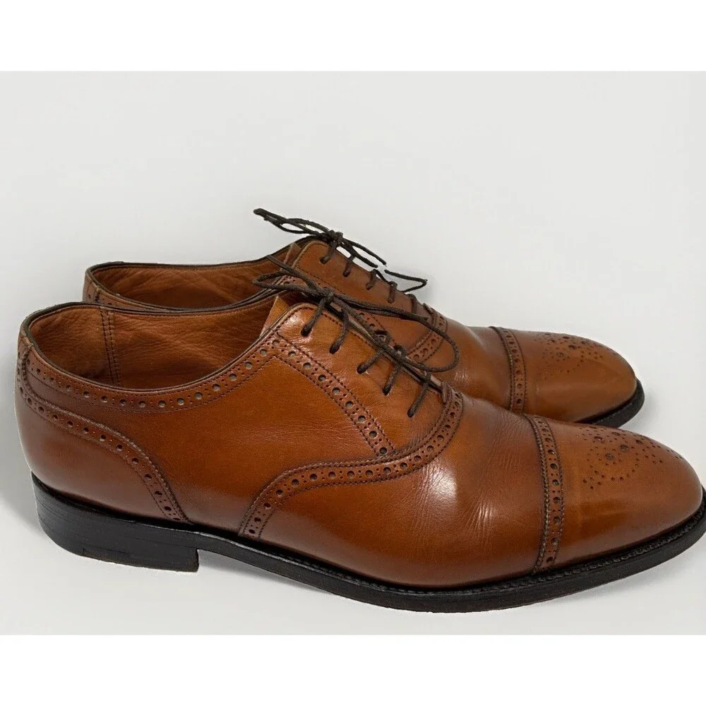 Barker tan leather derby brogue lace up shoes mens size 9.5 made in England